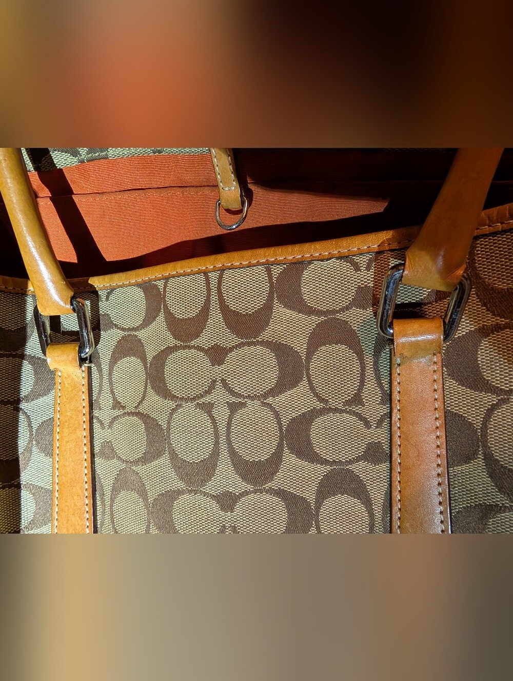 Coach Project 1992 Signature Canvas Tote in Brown and Tan Leather Trim As Is - Picture 12 of 16